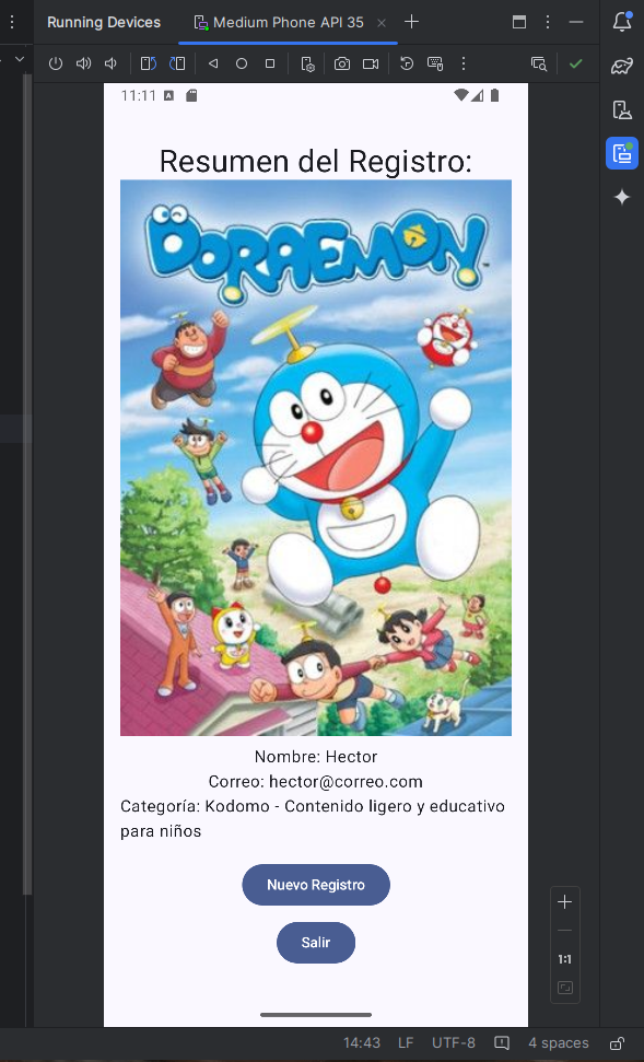 Vista de la ventana del tipo de anime seleccionado con el resultado.