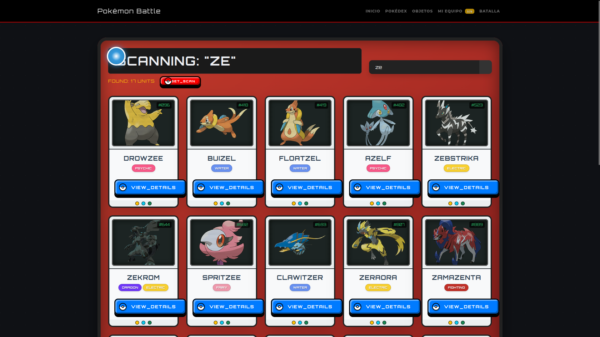 Opciones de filtrado en la Pokédex para mostrar Pokémon por tipo, generación o habilidades especiales.